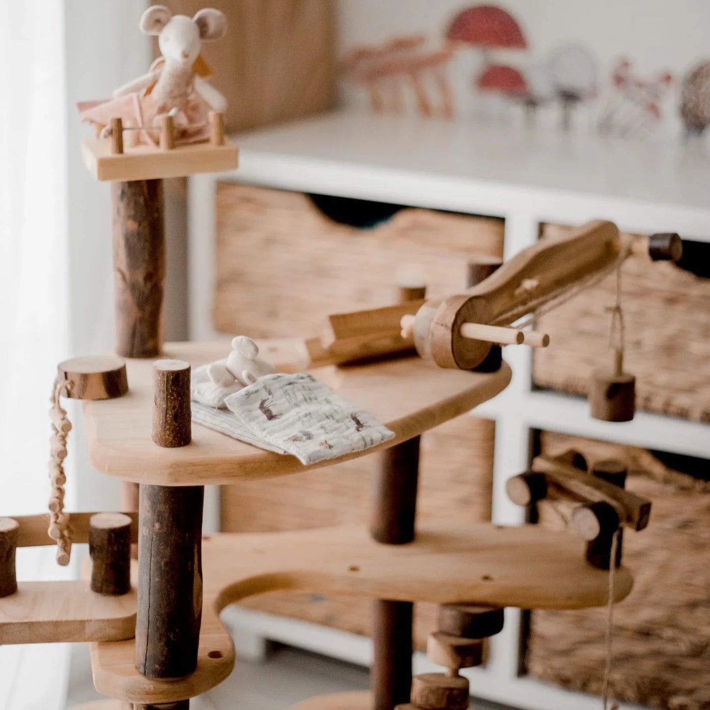 Qtoys Wooden Three level tree house play set