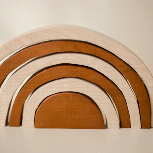 Qtoys Wooden Two Tone Stacking Blocks 6 piece - Large