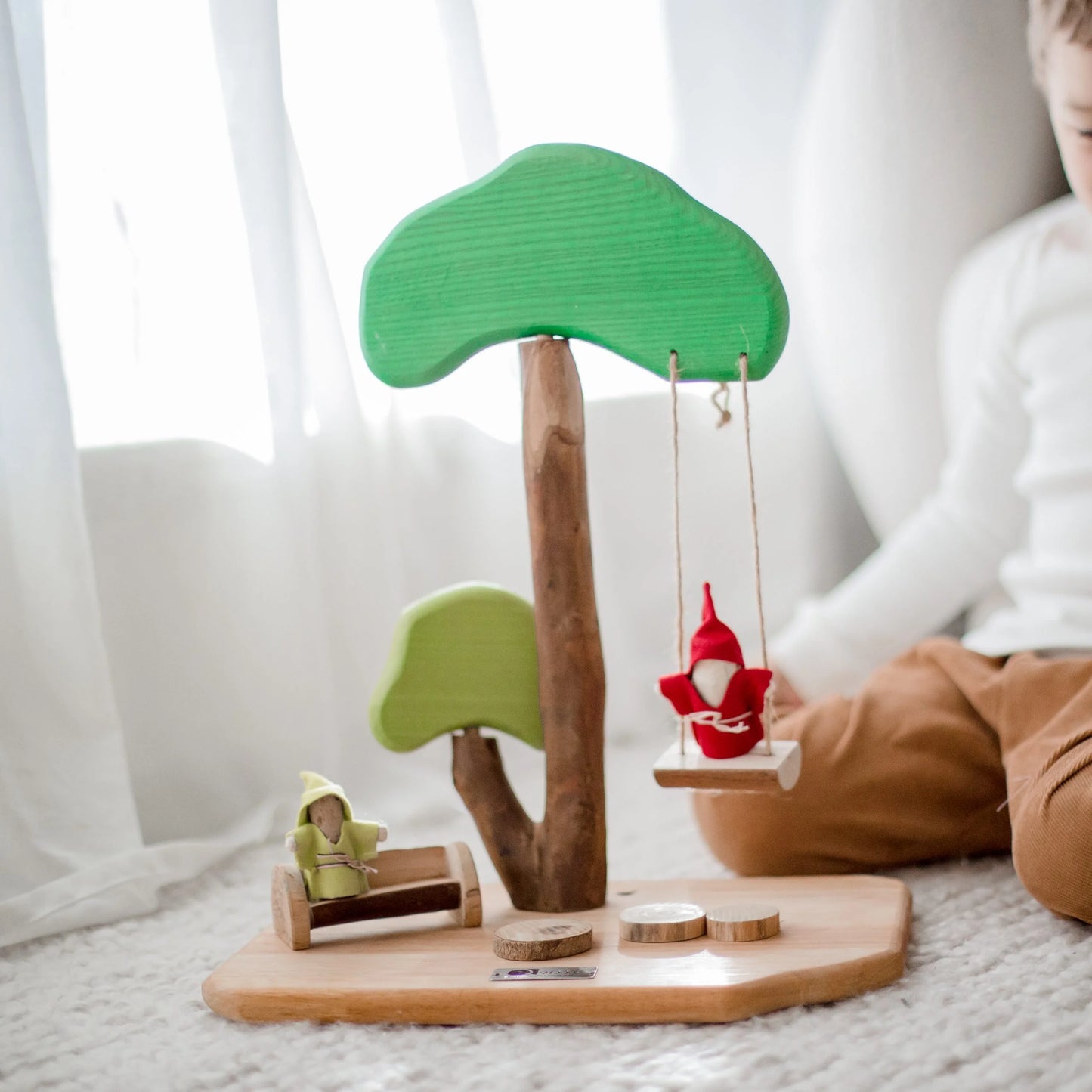 Qtoys Wooden Tree and Swing play set