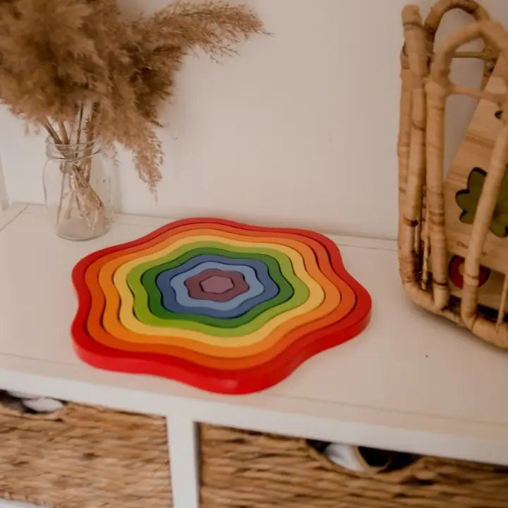 Qtoys Wooden Rainbow flowers