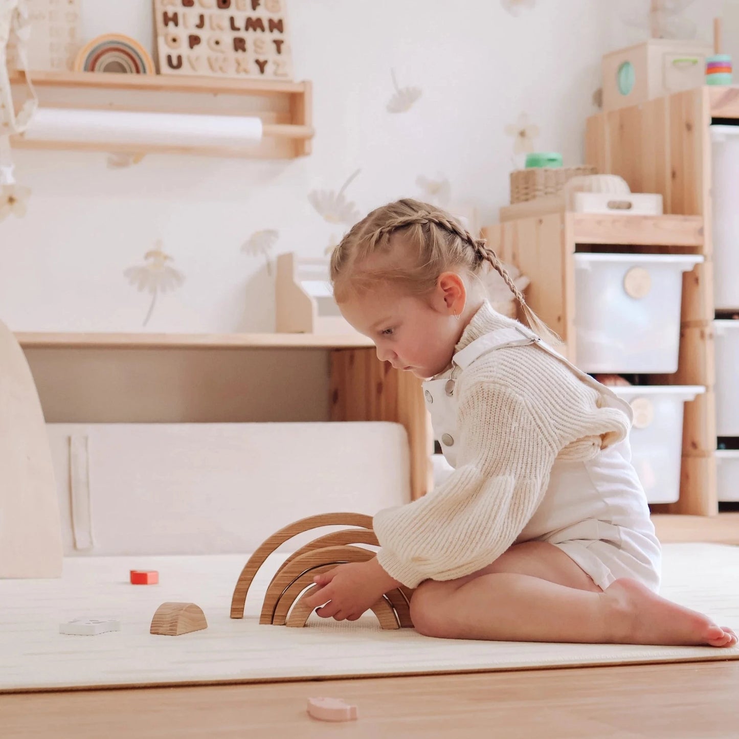 Qtoys Wooden Natural Stacking Blocks 6 piece - Large