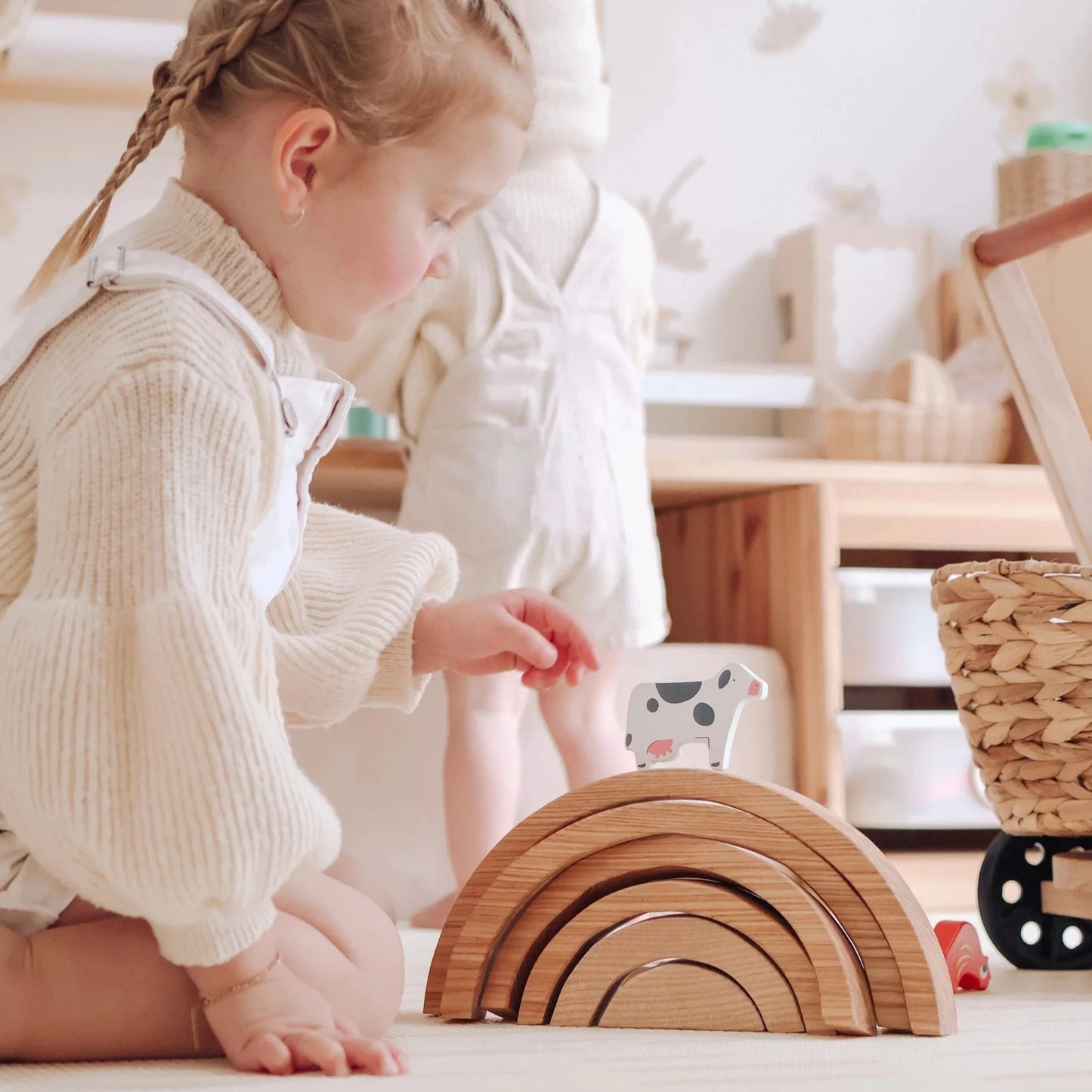 Qtoys Wooden Natural Stacking Blocks 6 piece - Large