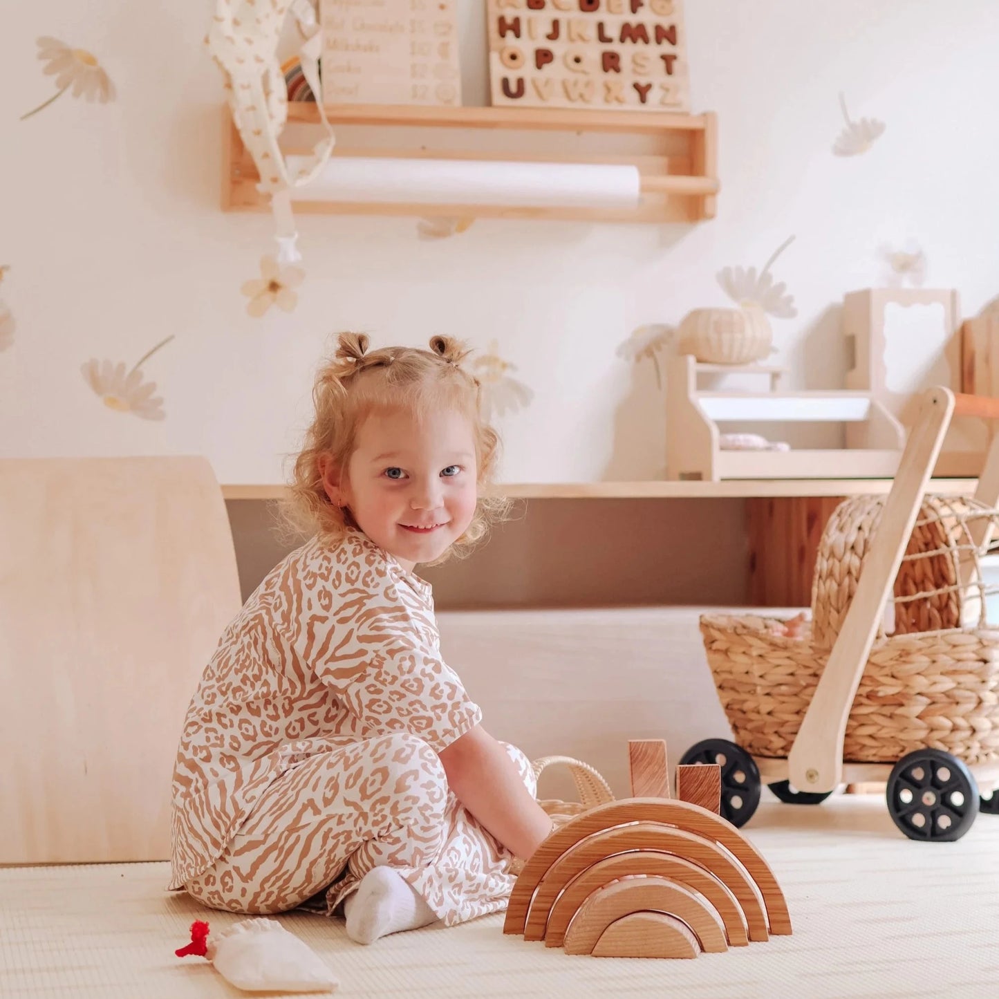 Qtoys Wooden Natural Stacking Blocks 6 piece - Large