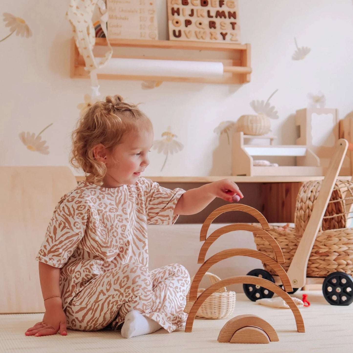 Qtoys Wooden Natural Stacking Blocks 6 piece - Large