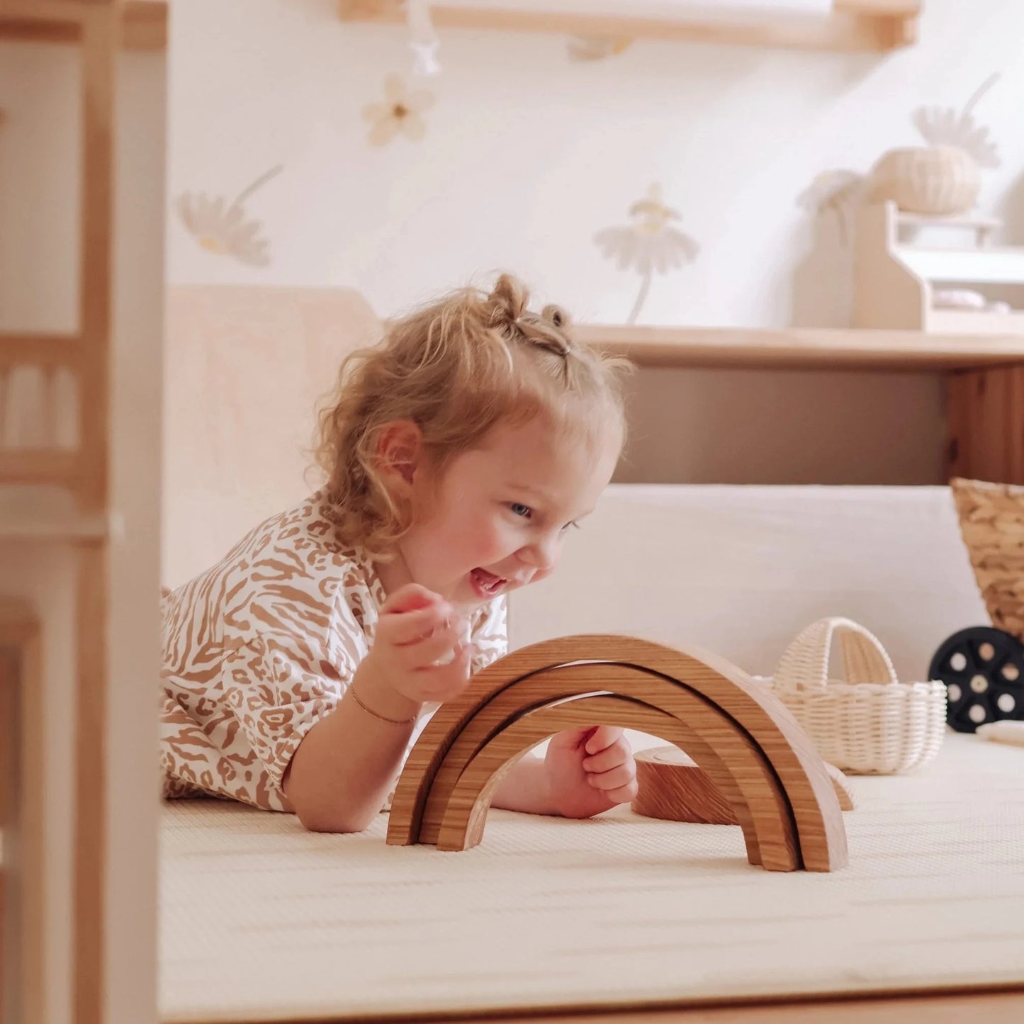 Qtoys Wooden Natural Stacking Blocks 6 piece - Large