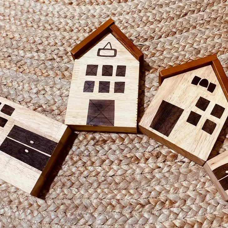 Qtoys Wooden Natural Play House Set of 4
