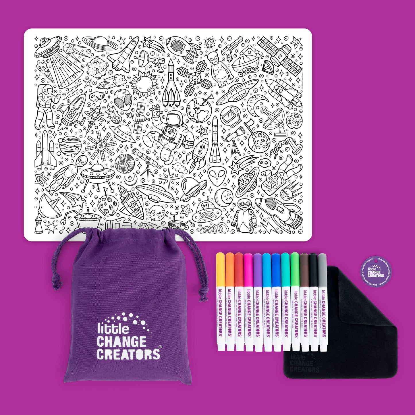 Travel Activity and Reusable Colouring Mat - OUTER SPACE