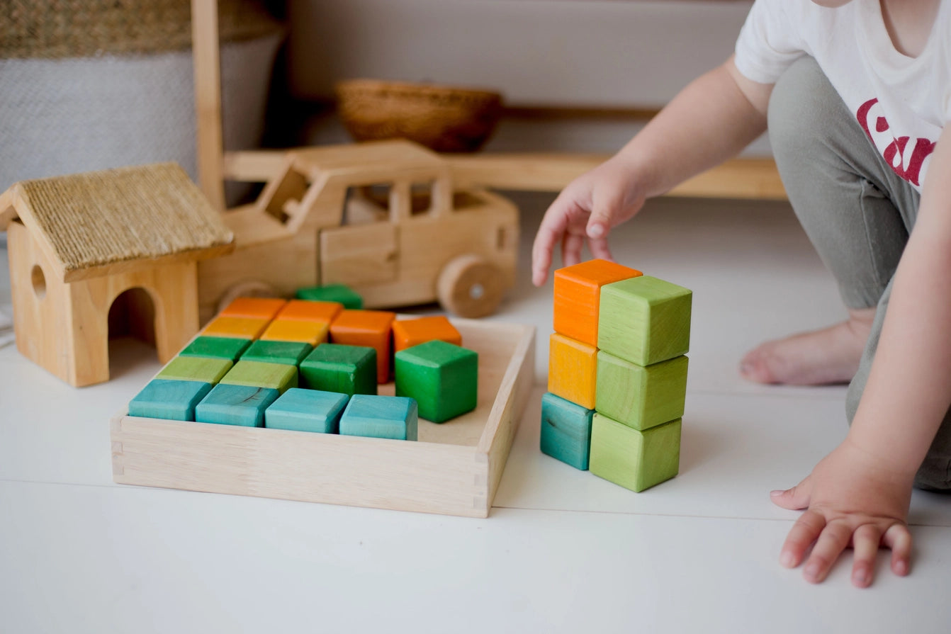 Qtoys Wooden My First Block Set - Coloured