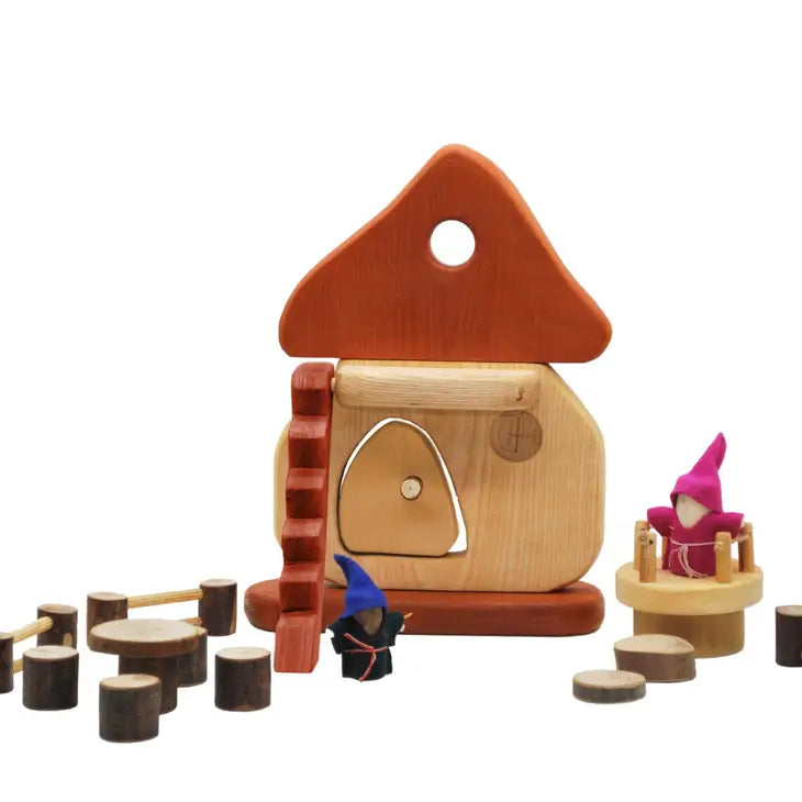 Qtoys Wooden Natural Mushroom House