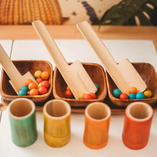 Qtoys Rainbow Bamboo sorting tubes set of 6