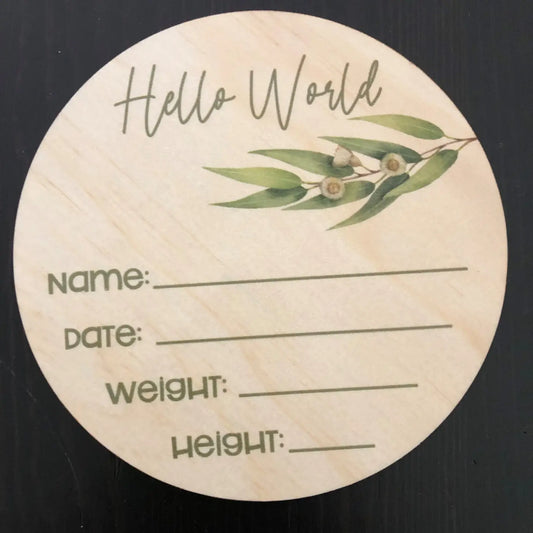 Birth Announcement Disc - Eucalyptus