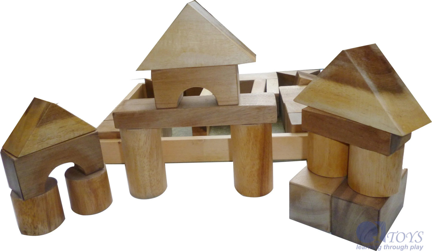 Qtoys Natural Wood Blocks – 34 Pcs