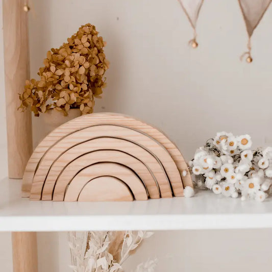 Qtoys Wooden Natural Stacking Blocks 6 piece - Large