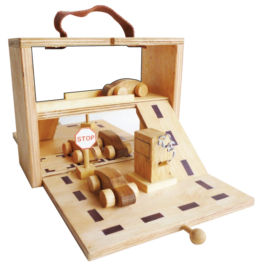 Qtoys Wooden Portable car park set