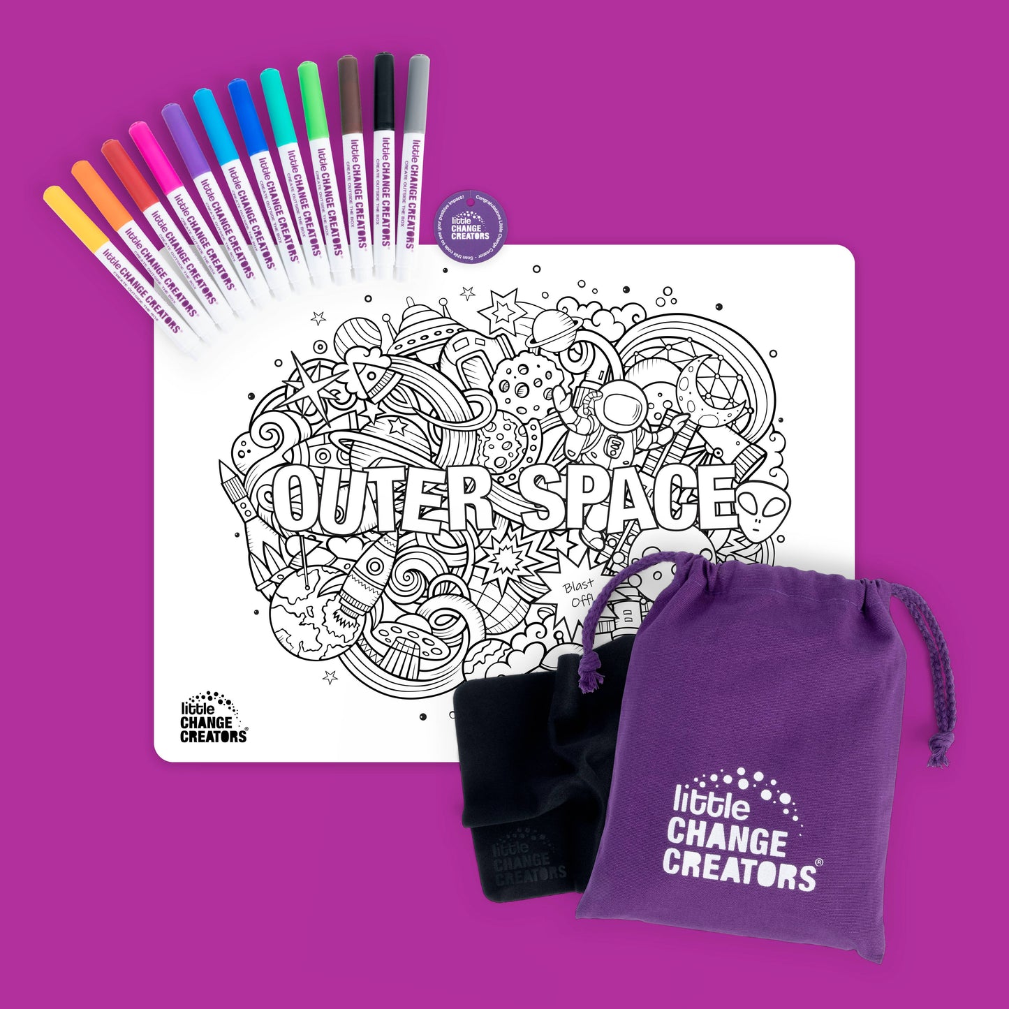 Travel Activity and Reusable Colouring Mat - OUTER SPACE