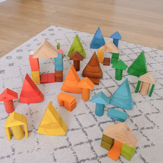 Qtoys Wooden Natural Rainbow Blocks 86 pcs - Jumbo