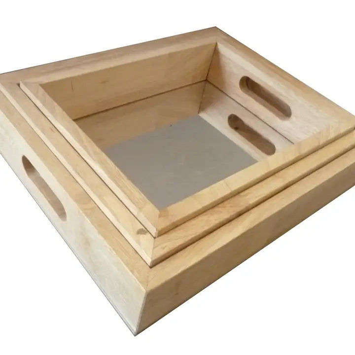Qtoys Wooden Rectangular Mirror Trays Set of 3