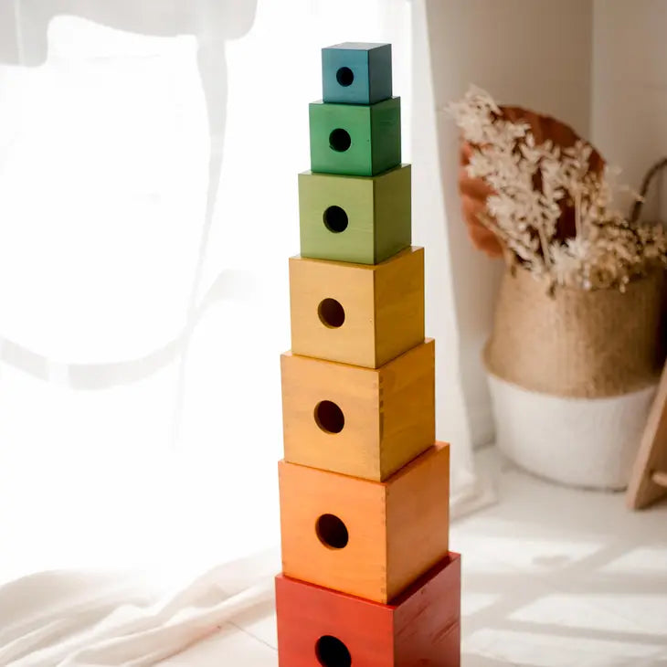 Qtoys Wooden Rainbow Nesting Boxes