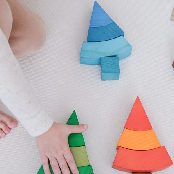 Qtoys Wooden Natural Rainbow Blocks 86 pcs - Jumbo