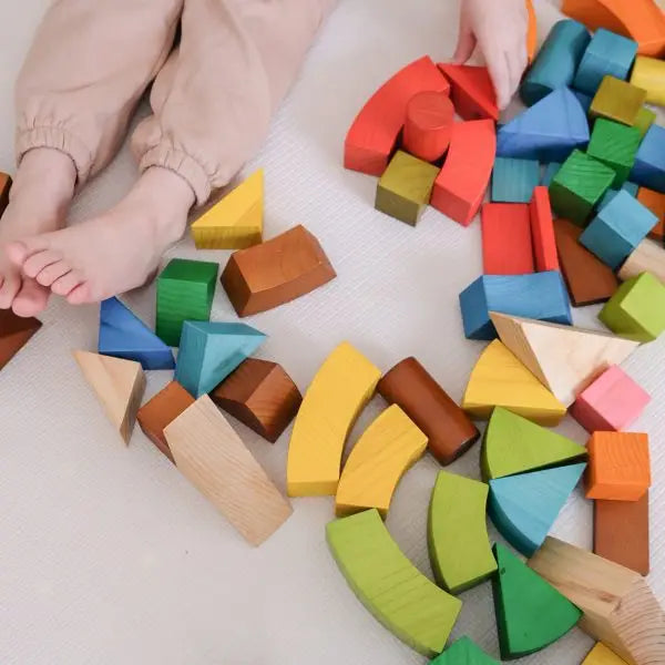Qtoys Wooden Natural Rainbow Blocks 86 pcs - Jumbo