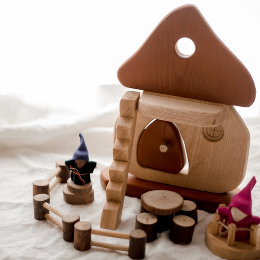Qtoys Wooden Natural Mushroom House