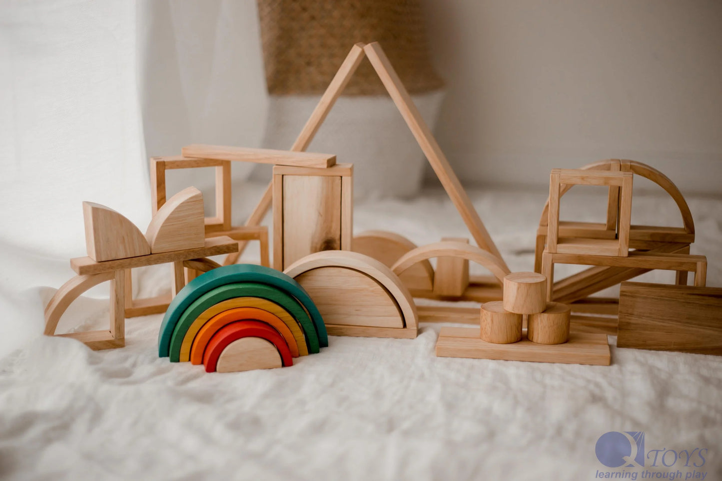 Qtoys Wooden Hollow Blocks – 40 pcs