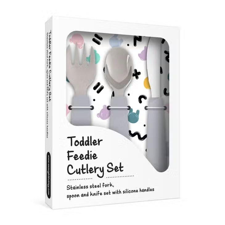 We Might Be Tiny Toddler Feedie® Cutlery Set - Grey