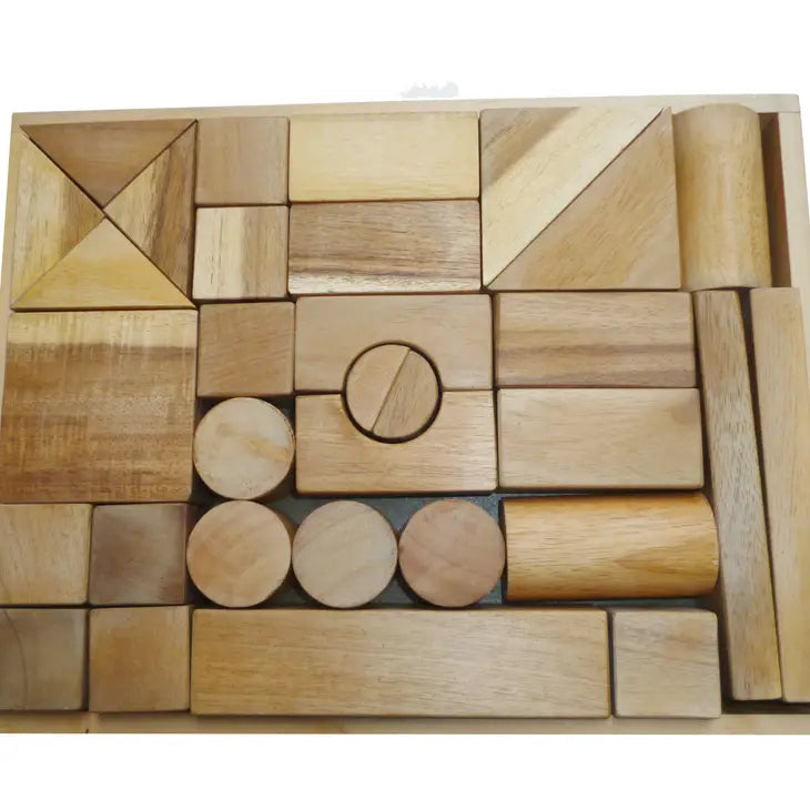 Qtoys Natural Wood Blocks – 34 Pcs