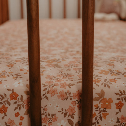 Organic Fitted Cot Sheet - Sweet Pea