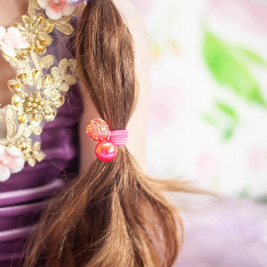 Sparkle Gem Hair Bobbles - Hot Pink