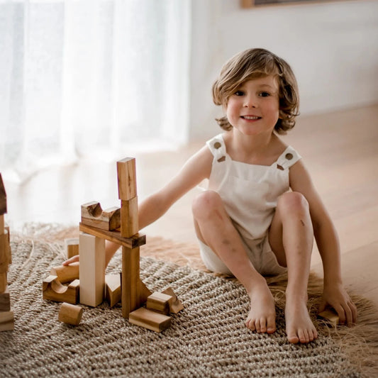 Qtoys Natural Wood Blocks – 34 Pcs