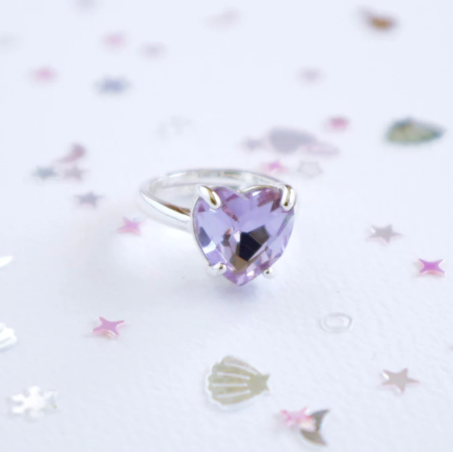 Heart of the Ocean Purple Ring with Velvet Box