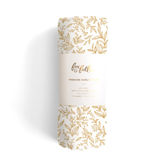 Organic Muslin Wrap Swaddle - Golden Vines