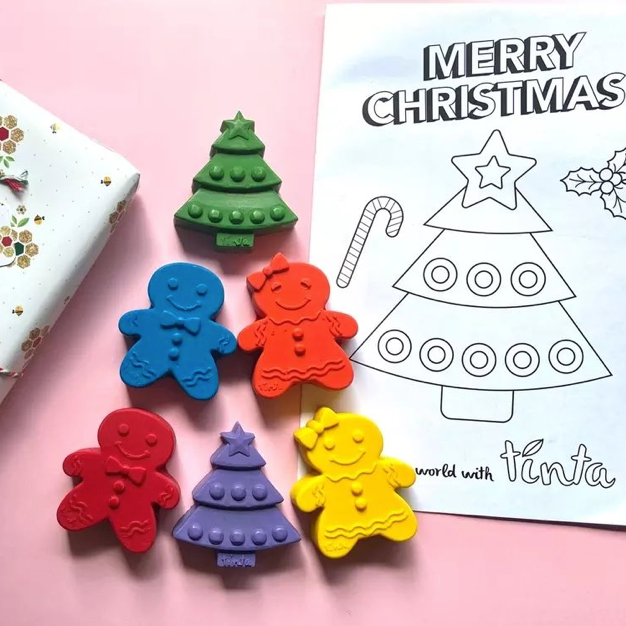 Gingerbread and Christmas Tree Crayons