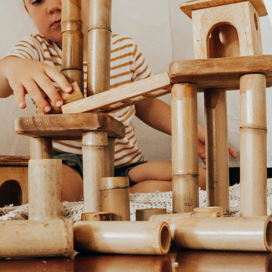 Qtoys Bamboo Building Set with Houses