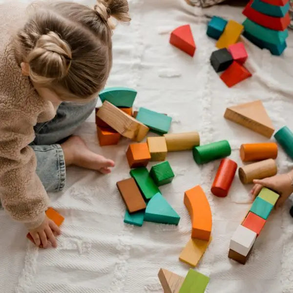 Qtoys Wooden Natural Rainbow Blocks 86 pcs - Jumbo