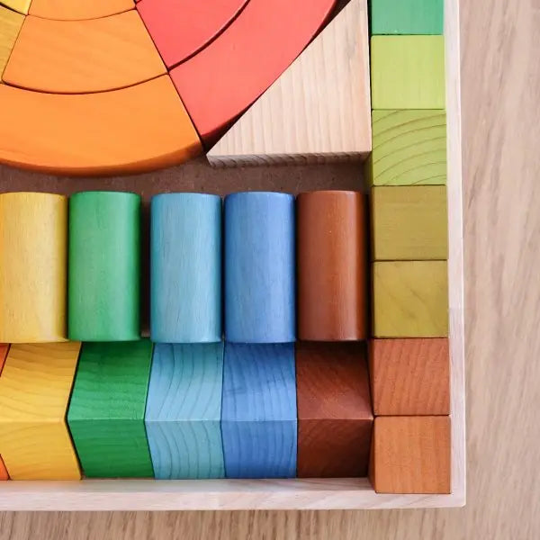 Qtoys Wooden Natural Rainbow Blocks 86 pcs - Jumbo