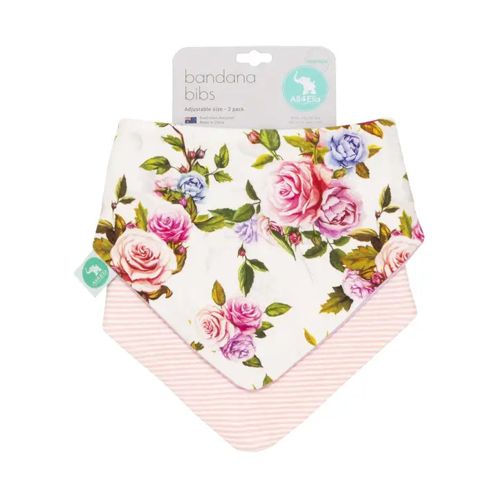 All4Ella Bandana Bibs 2pk - Rose