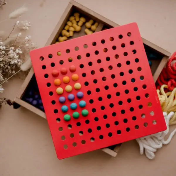 Qtoys Wooden Froebel Peg and Lacing Board