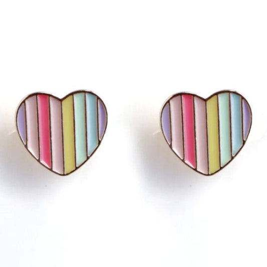 Clip-On Earrings Rainbow Candy Heart
