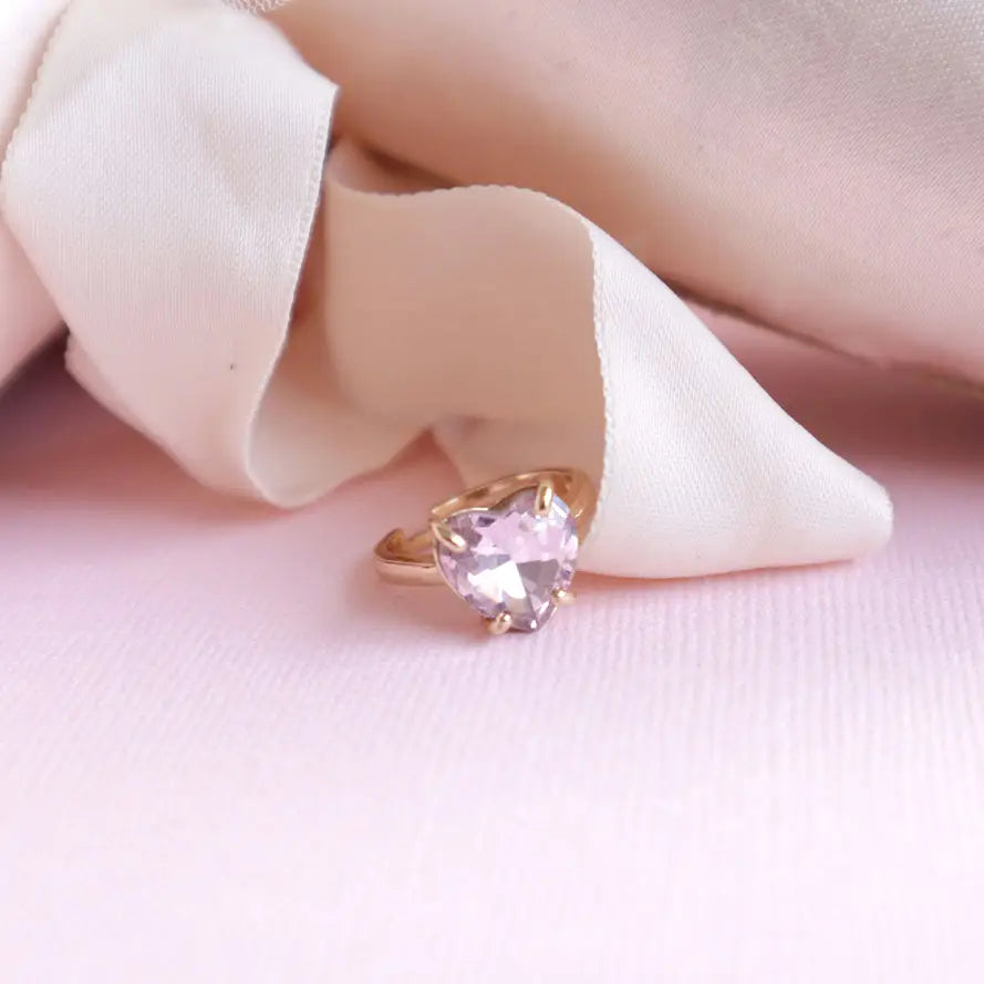 Crystal Heart Ring with Velvet Box