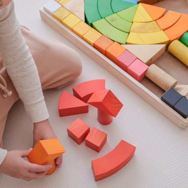 Qtoys Wooden Natural Rainbow Blocks 86 pcs - Jumbo