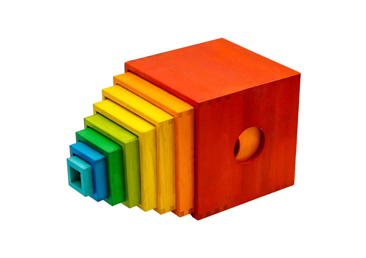 Qtoys Wooden Rainbow Nesting Boxes