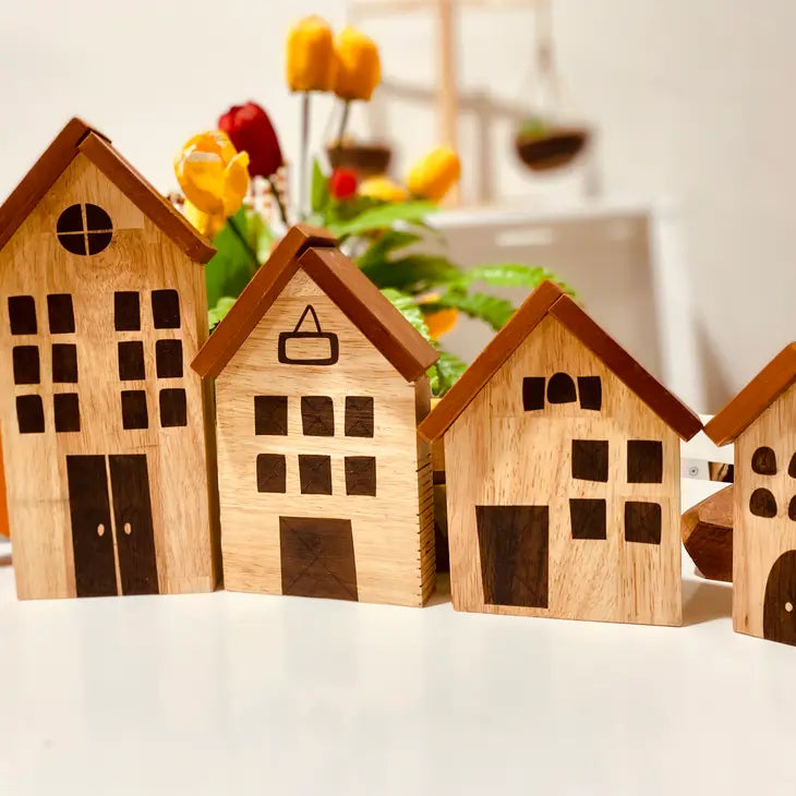 Qtoys Wooden Natural Play House Set of 4