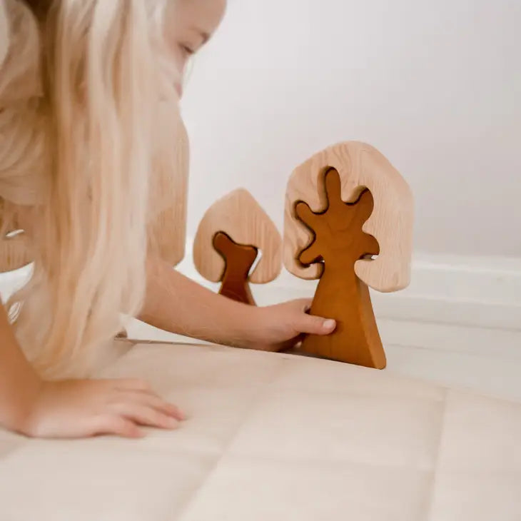 Qtoys Wooden Two Toned Wooden Trees set of 3