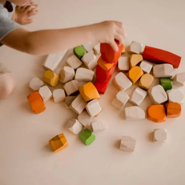 Qtoys Wooden Jumbo colour stacking gems set of 50