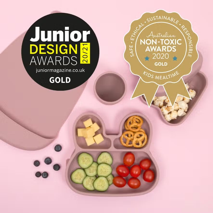 We Might Be Tiny Bunny Stickie® Plate - Dusty Rose