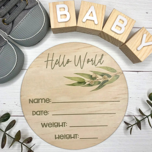 Birth Announcement Disc - Eucalyptus