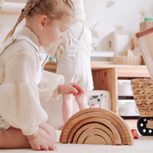 Qtoys Wooden Natural Stacking Blocks 6 piece - Large