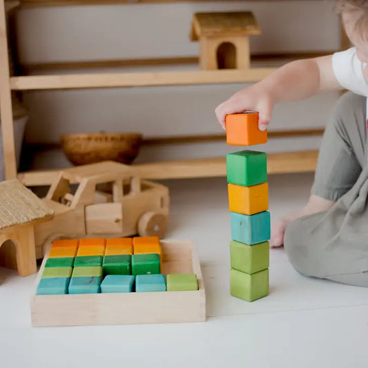 Qtoys Wooden My First Block Set - Coloured